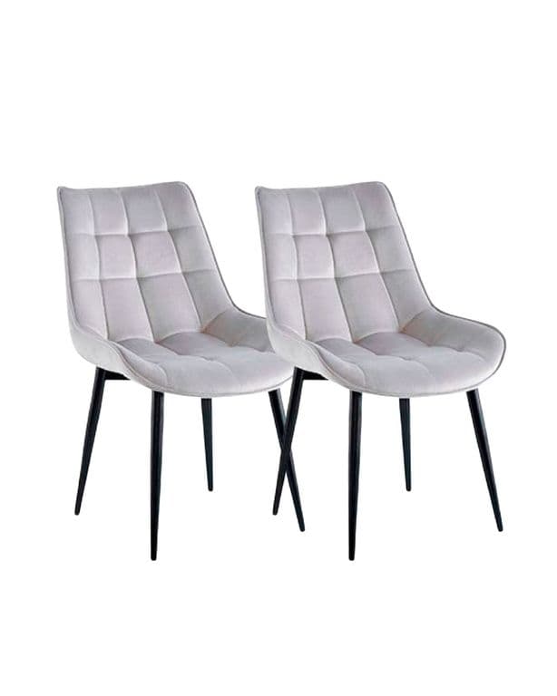 Pack de 2 Silla Comedor Terciopelo Cuadros Gris oscuro