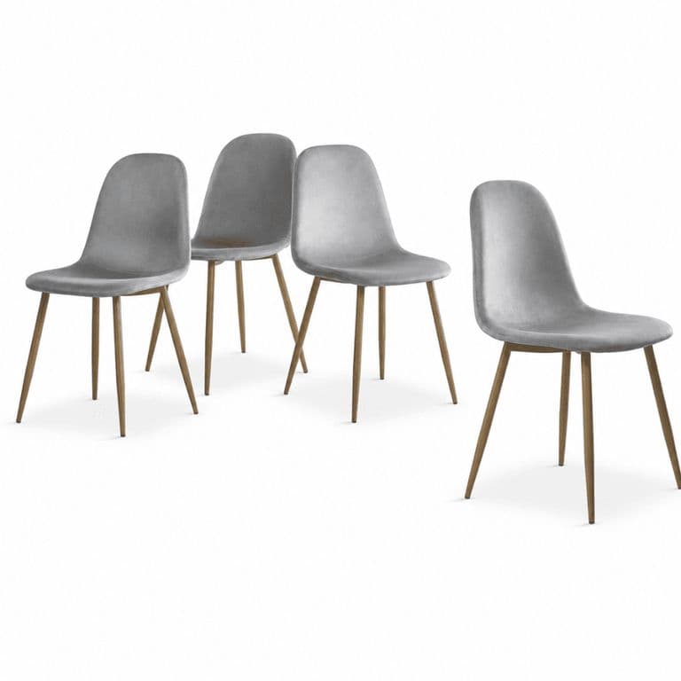 Pack de 4 Silla de Comedor Trendy Terciopelo Gris