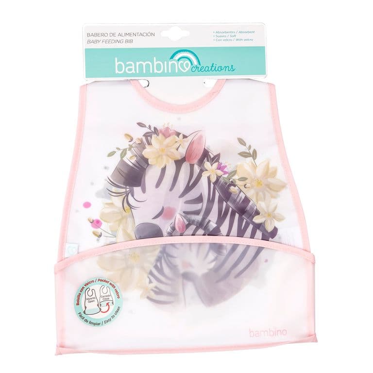 Babero De Alimentacion Fucsia Cebra Nina