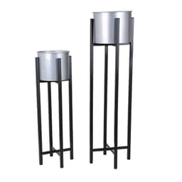 Set 2 maceteros con pedestal plateados