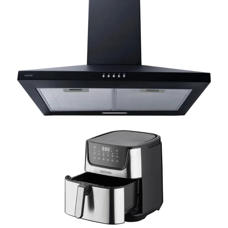 Kit Freidora de Aire Digital 7L + Campana Piramidal Groner Black 60 cm