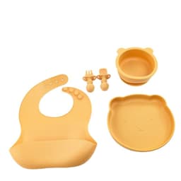 Set De Alimentacion Silicona Platos Bebe 5 Piezas Amarillo