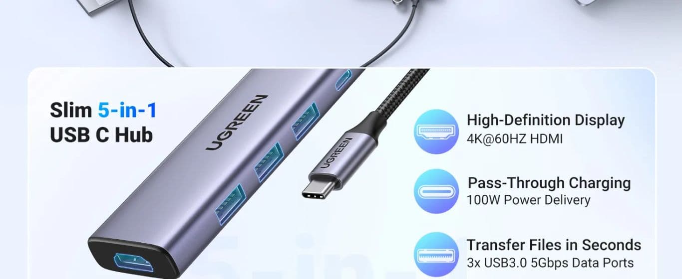 MULTIPUERTO USB-C 1HDMI 4K60HZ + 3USB 30 + INUSB-C PD CM511