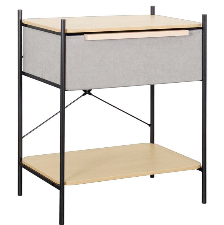 Velador 2 Niveles Carry All Linea Minimalist 1 Cajon y Marco Metalico