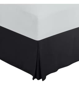 Faldon Cama King Negro Liso Elasticados Premium