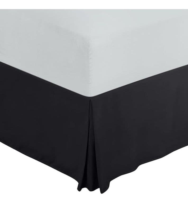 Faldon Cama King Negro Liso Elasticados Premium