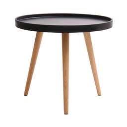 Mesa Lateral Redonda Armenia, 50 cm Diametro, Diseno Minimalista Negro