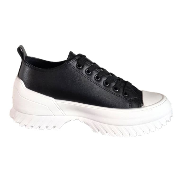 Zapatilla Eco Cuero Plataforma Run Tendencia Urbana Negro 36