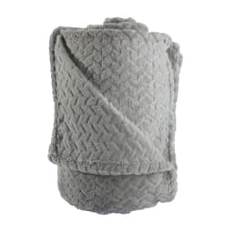 FRAZADA JACQUARD FLANNEL GRIS 15 PLAZA