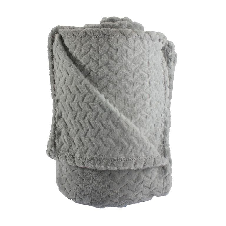 FRAZADA JACQUARD FLANNEL GRIS 15 PLAZA