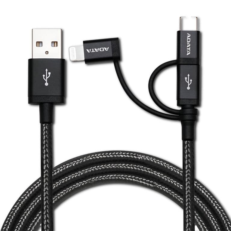 Cable USB 3en1 USB-C + Micro USB + Lightning MFI 1M