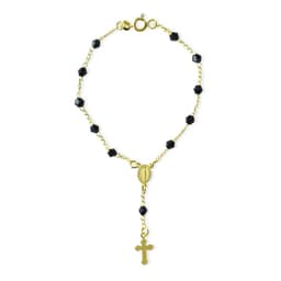 Pulsera Denario Cristales Negros Enchapado Oro 18K Dorado TALLA UNICA