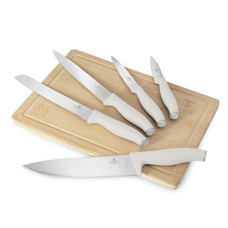 SET DE CUCHILLOS 6 PZS CON TABLA SAHARA COLLECTION ACERO INOXIDABLE