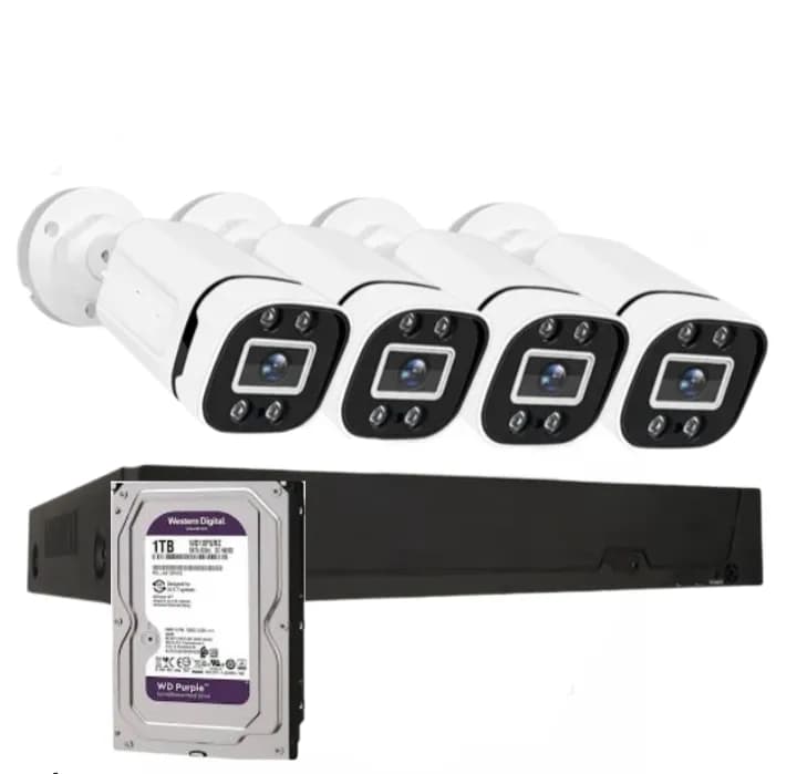 Kit Cctv Pro 4 Camaras Smart Colorvu 2mp Microfono + Disco 1 Tera