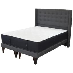 Cama Tradicional King +Colchon Premium +Respaldo +Patas Madera 195cm