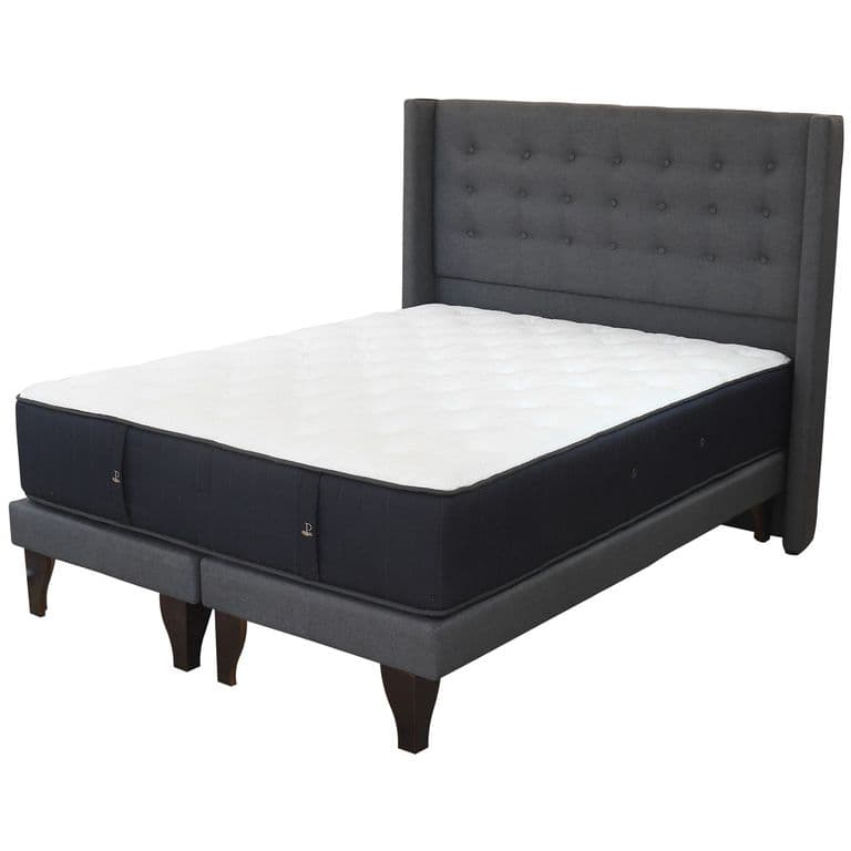 Cama Tradicional King +Colchon Premium +Respaldo +Patas Madera 195cm