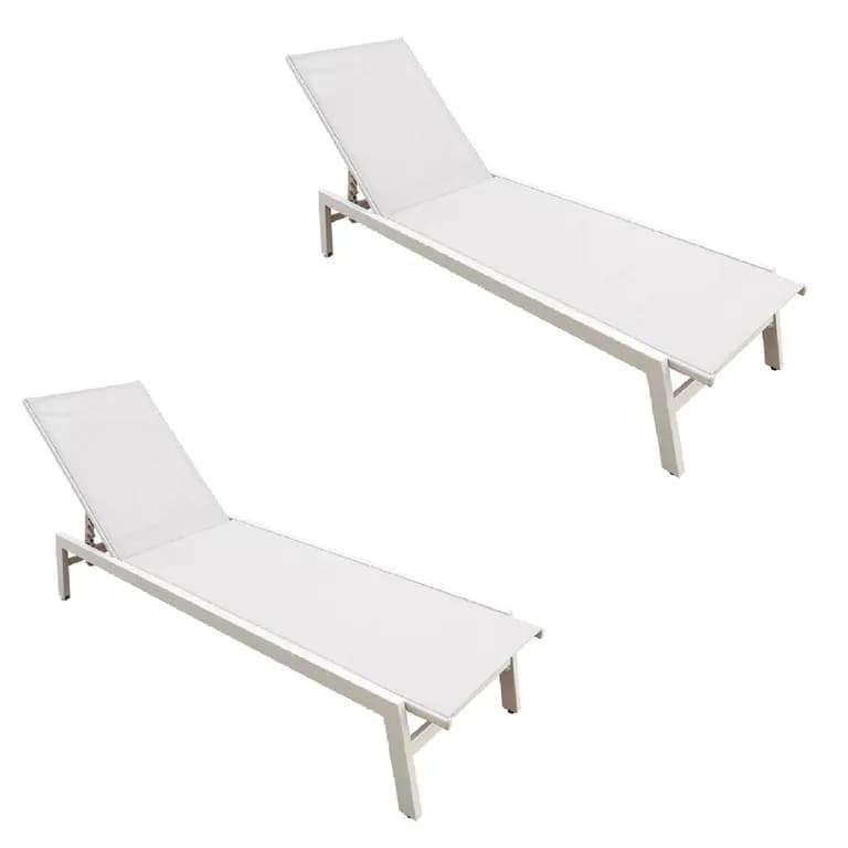 Juego de Reposeras Aluminio Blanco X2