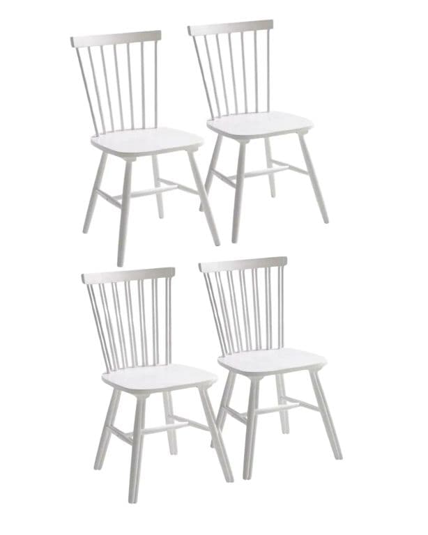 Pack 4 Silla de Comedor Windsor de Madera Blanco