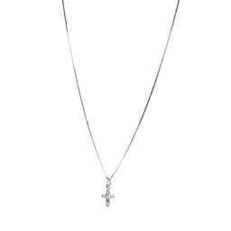 Collar Cruz Mini Cadena Veneciana Plata Fina 925 Plateado TALLA UNICA