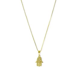 Collar Mano Fatima Circon Blanco Enchapado Oro 18K Dorado TALLA UNICA