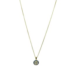Collar Redondo Circon Azul Blanco Enchapado Oro 18K Dorado TALLA UNICA