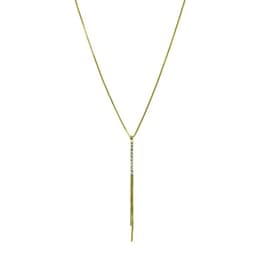 Collar Corbatero Barra Circon Blanco Colgante Enchapado Oro 18K Dorado TALLA UNICA