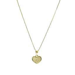 Collar Corazon Circon Blanco Enchapado Oro 18K Dorado TALLA UNICA