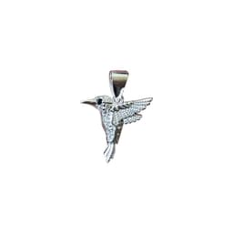 Colgante Colibri Circon Blanco Plata Fina 925 Plateado TALLA UNICA
