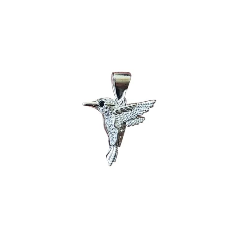 Colgante Colibri Circon Blanco Plata Fina 925 Plateado TALLA UNICA