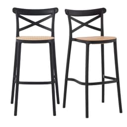 Pack 2 Taburetes Bar Valentino Negro 75 cm - Estilo Vintage - Exterior Negro PACK2TABVALENT75NEGRO