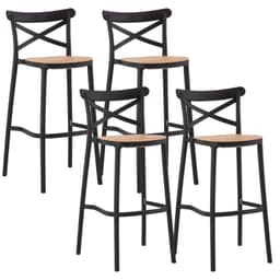 Pack 4 Taburetes Bar Valentino Negro 75 cm - Estilo Vintage - Exterior Negro PACK4TABVALENT75NEGRO