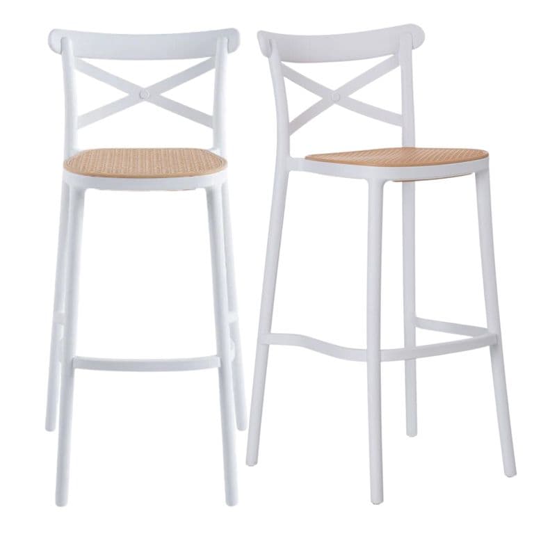 Pack 2 Taburetes Bar & Terraza Valentino 75 cm - Blanco - Exterior