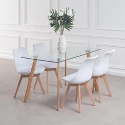 Comedor Mesa Ferra + 4 Sillas Tulip Blanca - Estilo Nordico y Elegante Blanco COMFERRA140X904SILLASTULIPBLANCO