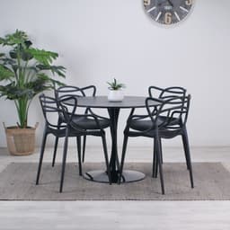 Comedor Moderno Negro - Mesa Tulip 100cm + 4 Sillas Masters Negro COMTULIP1004SILLASMASTERSNEGRO