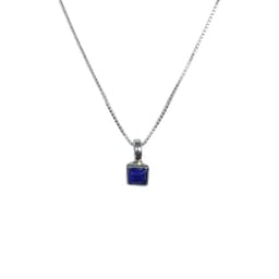 Collar Lapislazuli Cuadrado Veneciana Plata Fina 925 Azul TALLA UNICA