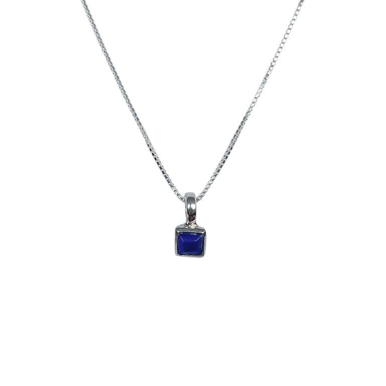 Collar Lapislazuli Cuadrado Veneciana Plata Fina 925 Azul TALLA UNICA