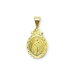 Colgante Medalla Virgen Rayos 11mm Ovalada Enchapado Oro 18K Dorado TALLA UNICA
