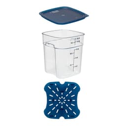 RECIPIENTE GRADUADO CUADRADO POLICARBONATO 18 LTS CON TAPA AZUL Y DRENAJE