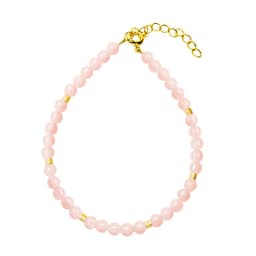 Pulsera Cuarzo Rosa 4mm Bolitas Mostacilla Enchapada Oro 18K Tabaco TALLA UNICA