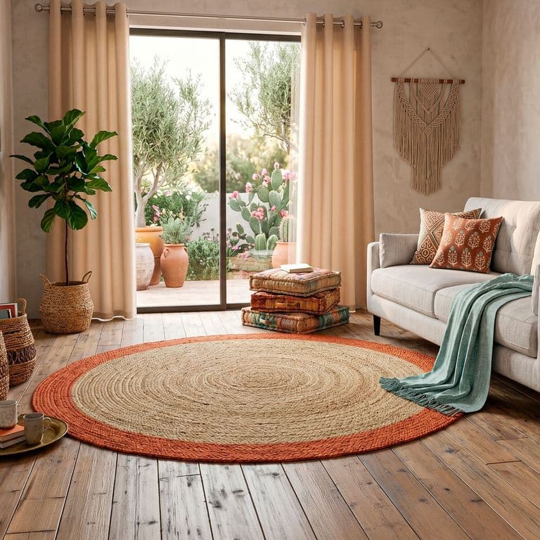 Alfombra Yute Red. Cancun 150X150 Naranjo