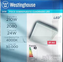 Panel Foco led sobrepuesto cuadrado 24W 4000K