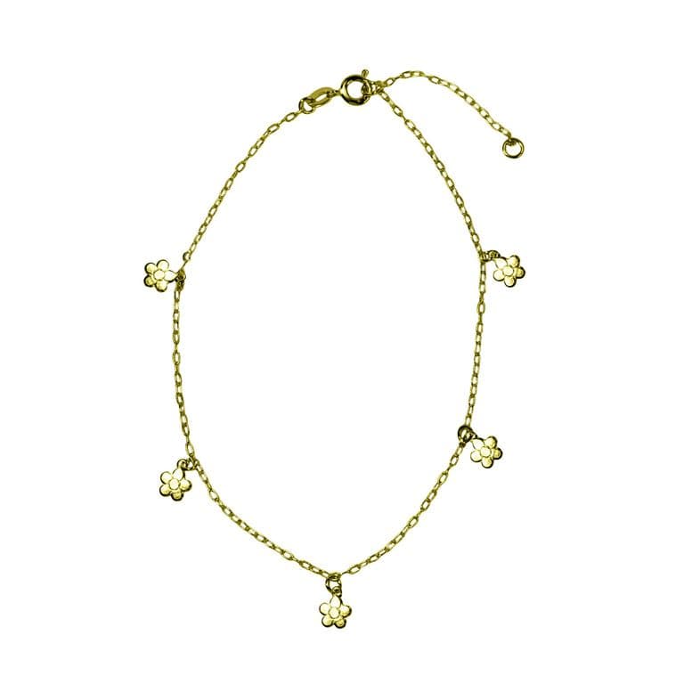 Tobillera 5 Margaritas Enchapado Oro 18K Dorado TALLA UNICA