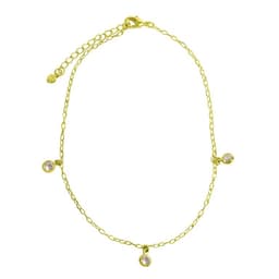 Tobillera 3 Circones Blancos Enchapado Oro 18K Dorado TALLA UNICA