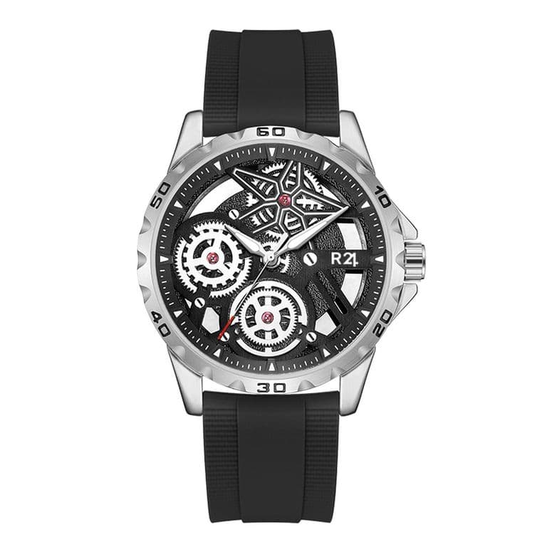 Reloj Skeleton SK-36 Cuarzo Silicona Negro TALLA UNICA