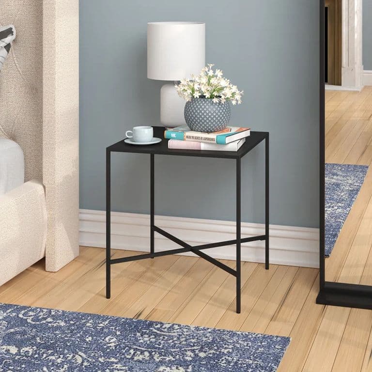 Mesa Lateral Auxiliar Metalica Negra Voru 51x51x56 Hecho a Mano