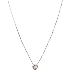 Collar Corazon Punto De Luz Circon Redondo Plata Fina 925 Plateado TALLA UNICA