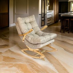 SILLA MECEDORA COQUETTE CON APOYA BRAZO BEIGE FELPA