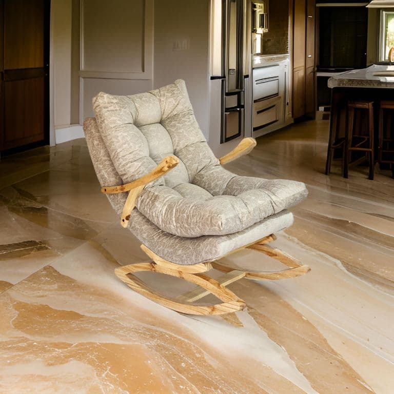 SILLA MECEDORA COQUETTE CON APOYA BRAZO BEIGE FELPA