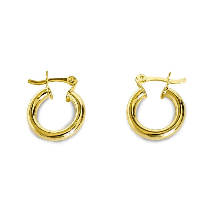 Aros Rocio Argolla Tubo 16mm Enchapado Oro 18K Dorado TALLA UNICA