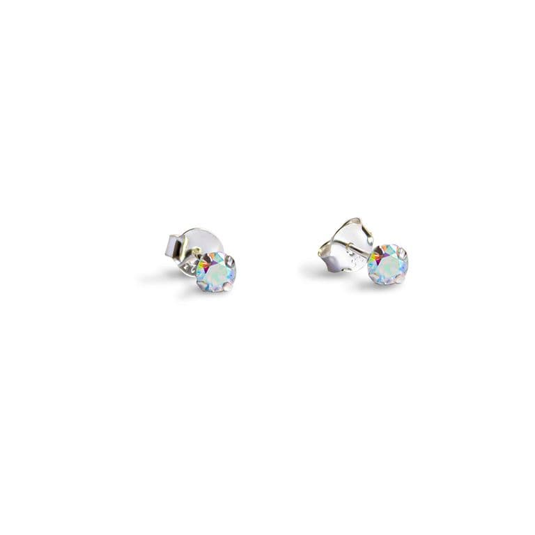 Aros Circon Tornasol Grifas 4mm Plata Fina 925 Plateado TALLA UNICA